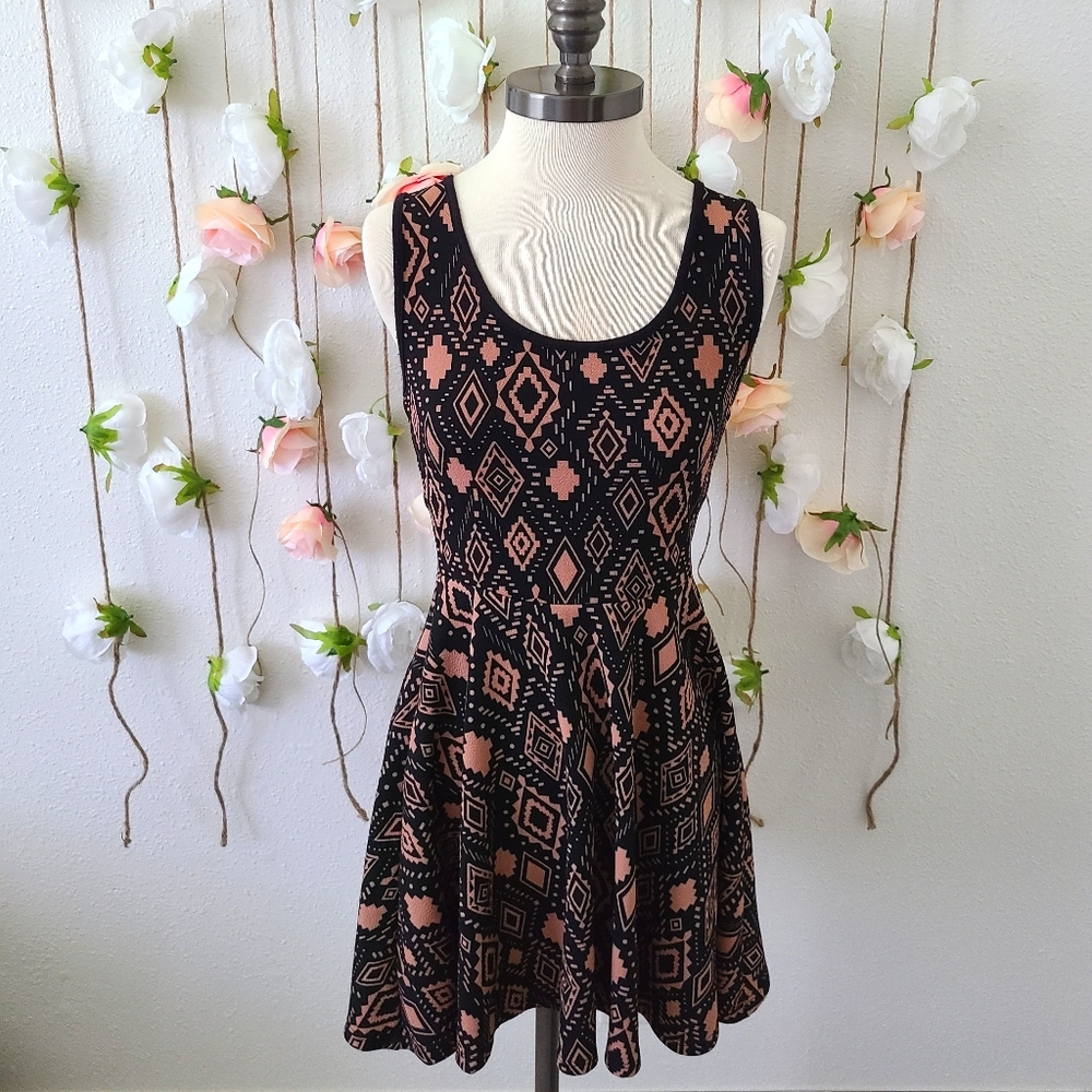 Tribal pattern skater dress